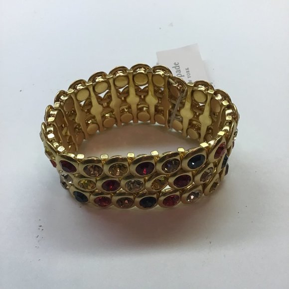 Kate Spade New Elasticized Gold Multi Stone Bracelet - Picture 1 of 3